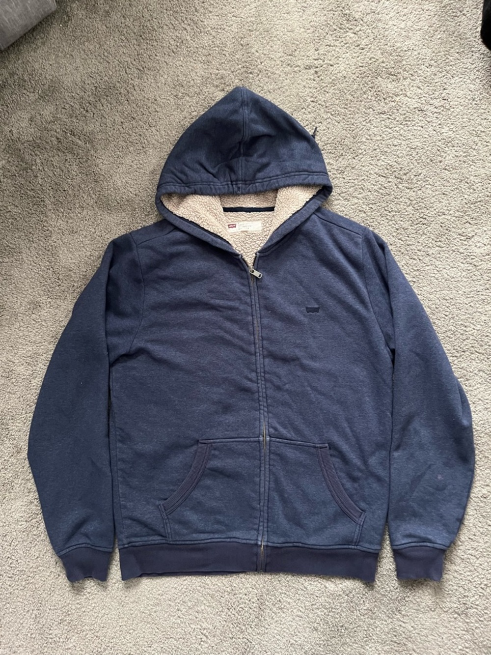 Levi’s - Men's Navy Zip-Up Sherpa Lined Hoodie - Size M